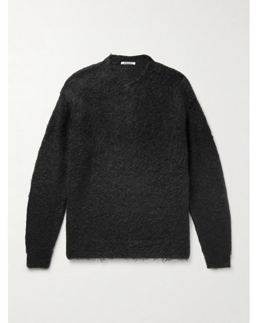 Brushed Mohair And Wool-Blend Sweater di Auralee in Black da Uomo