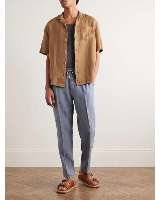 Altea Natural Bart Slim-fit Convertible-collar Linen Shirt for men