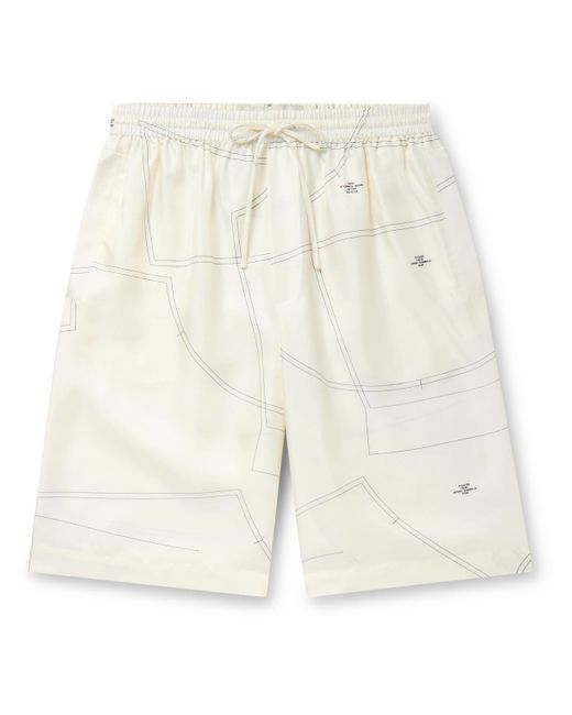 Rohe White Straight-leg Printed Silk-twill Drawstring Shorts for men