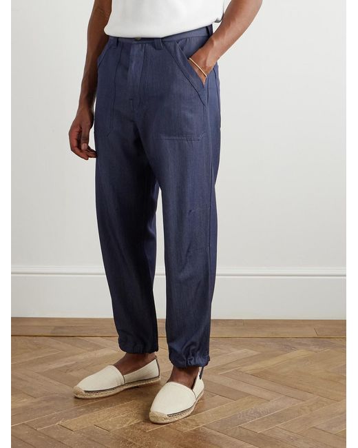 Brunello Cucinelli Blue Straight-leg Virgin Wool-blend Trousers for men