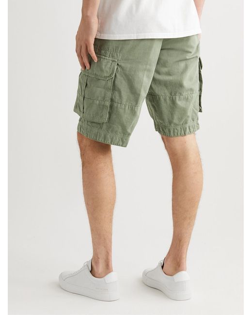 Slowear Green Cotton And Linen-Blend Cargo Shorts for men