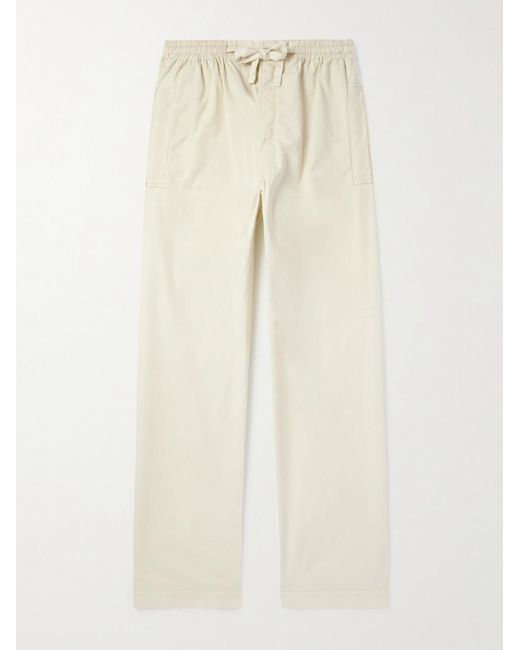 Lemaire Natural Straight-Leg Cotton-Twill Drawstring Trousers for men