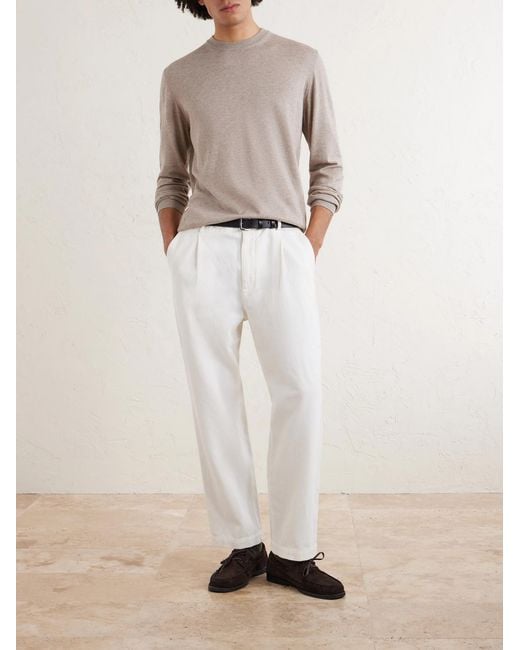 Altea White Cotton And Cashmere-blend Sweater for men