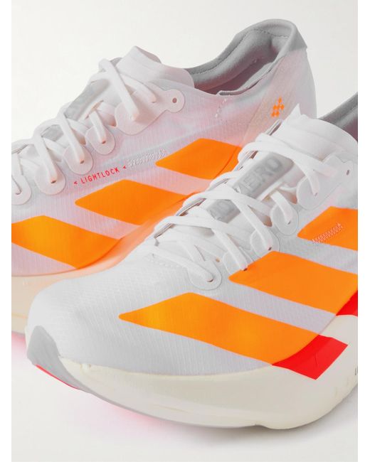 Adidas Originals Orange Adizero Adios Pro 4 Rubber-Trimmed Ripstop Running Sneakers for men