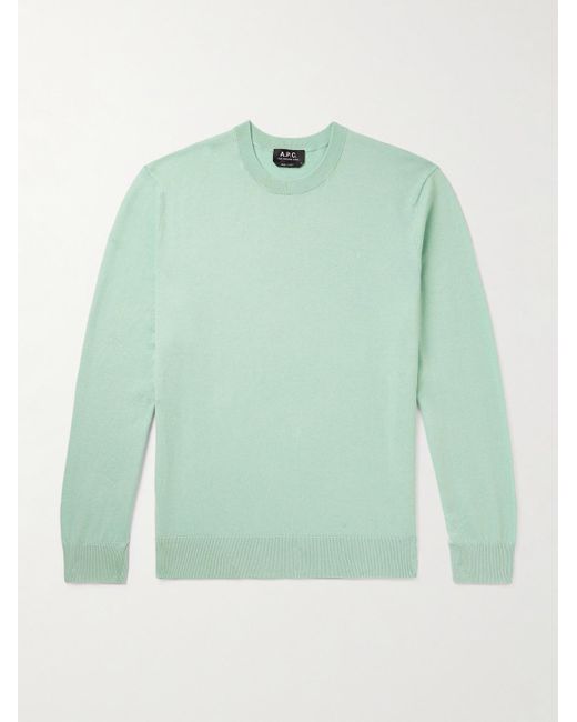 A.P.C. Green Julio Logo-embroidered Cotton And Cashmere-blend Sweater for men
