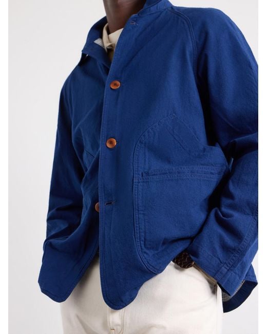Drake's Blue Cotton And Linen-Blend Chore Jacket for men