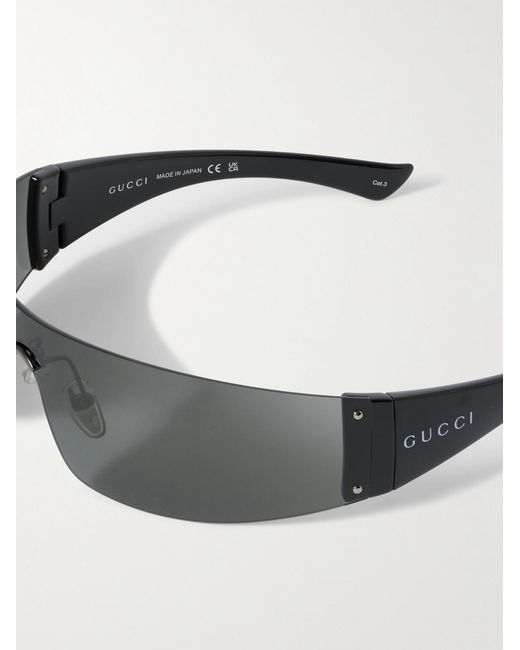 Gucci Gray Wrap-around Acetate Sunglasses for men