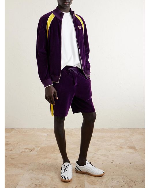 Valentino Garavani Purple Appliquéd Cotton-blend Velvet Track Jacket for men