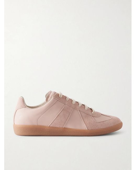 Maison Margiela Pink Replica Leather And Suede Sneakers for men