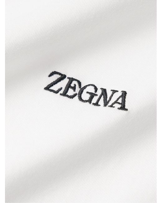 T-shirt slim-fit in jersey di cotone con logo ricamato di Zegna in White da Uomo