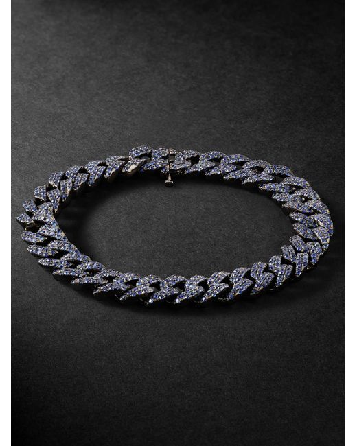 SHAY Blackened Gold Sapphire Chain Bracelet for men