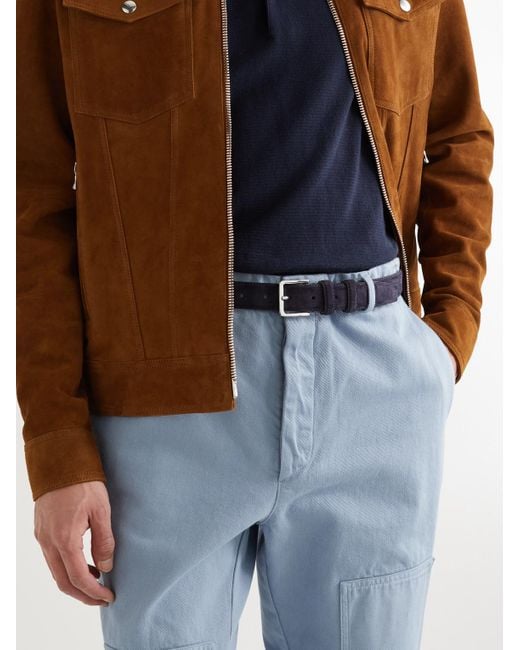 Mr P. Blue 3Cm Suede Belt for men