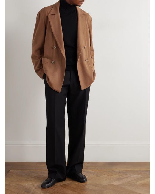 STÒFFA Brown Double-Breasted Camel Hair Blazer for men