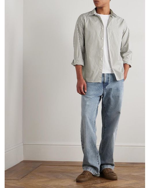 Officine Generale Gray Giacomo Striped Cotton-poplin Shirt for men