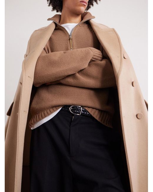 Tom Ford Natural Wool And Cashmere-blend Half-zip Sweater for men
