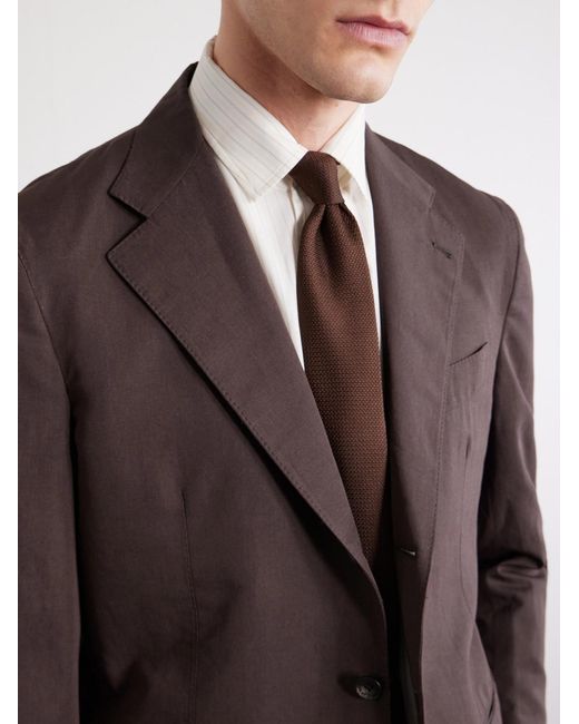 J. Mueser Brown Cotton And Linen-blend Suit Jacket for men