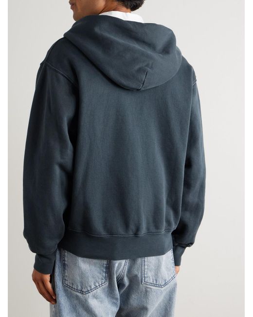 Les Tien Kapuzenjacke aus Baumwoll-Jersey mit Fleece an der Innenseite in Stückfärbung in Blue für Herren