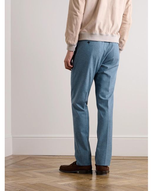 Sid Mashburn Blue Straight-Leg Virgin Wool, Cotton And Silk-Blend Trousers for men