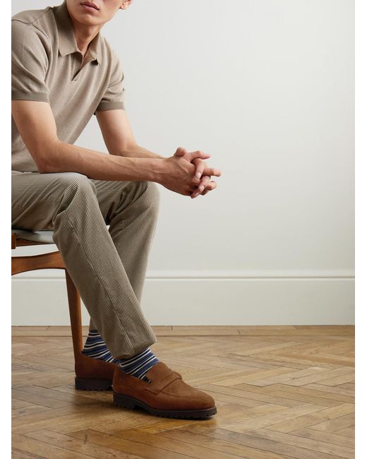 Majordome Brown M08 Suede Penny Loafers for men