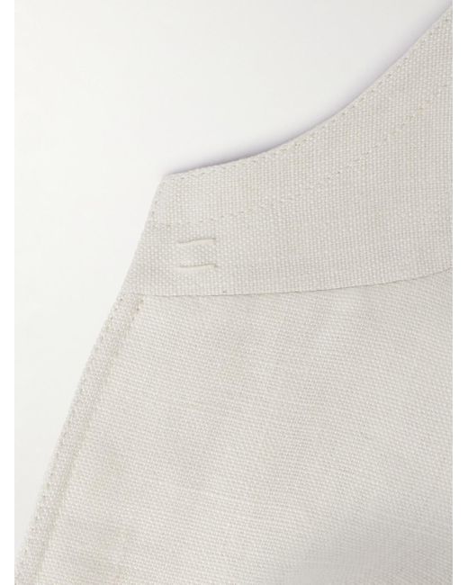 Zegna White Mandarin-collar Unstructrured Linen Blazer for men