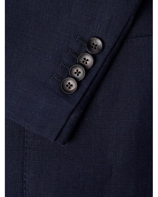 Lardini Blue Slim-fit Double-breasted Linen Suit Jacket for men
