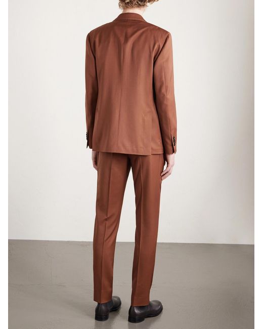 Lardini Brown Slim-fit Pleated Virgin Wool-twill Suit Trousers for men