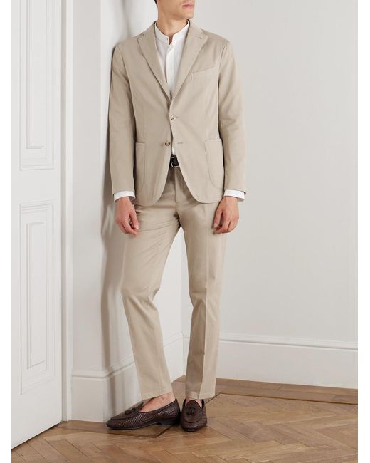 Boglioli Natural Cotton-Blend Twill Suit Jacket for men