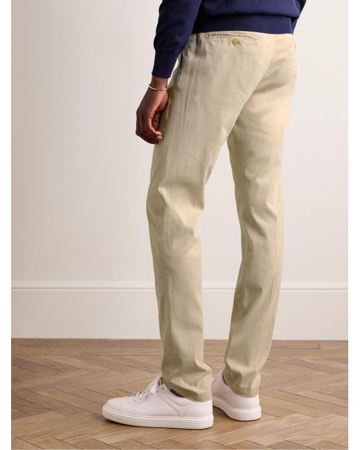 Canali Schmal geschnittene Hose aus Twill aus einer Stretch-Lyocell-Baumwollmischung in Stückfärbung in Natural für Herren