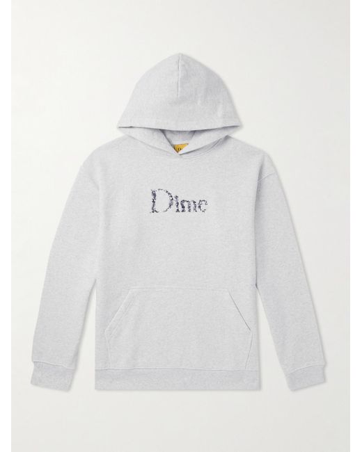 Dime White Classic Skull Logo-embroidered Cotton-jersey Hoodie for men