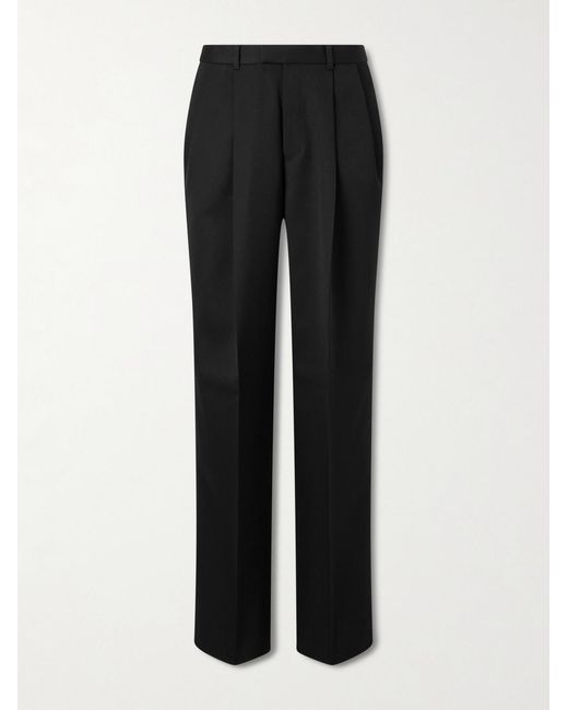 Givenchy Black Straight-Leg Pleated Grain De Poudre Wool Trousers for men