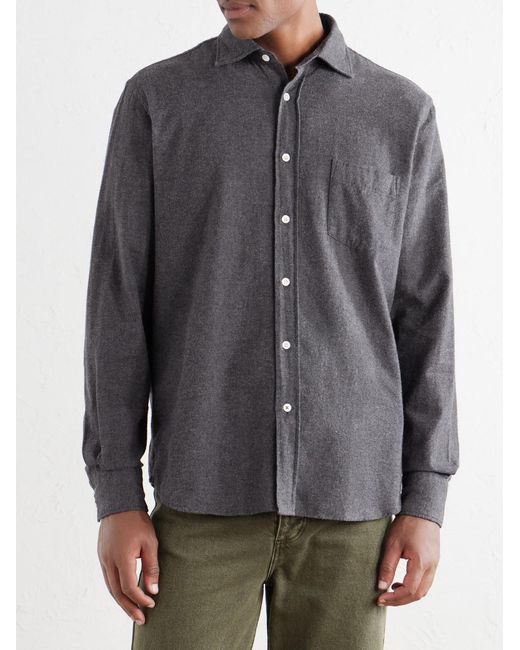 Hartford Blue Paul Cotton-Flannel Shirt for men