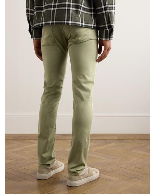 Incotex Green Slim-fit Cotton-blend Trousers for men