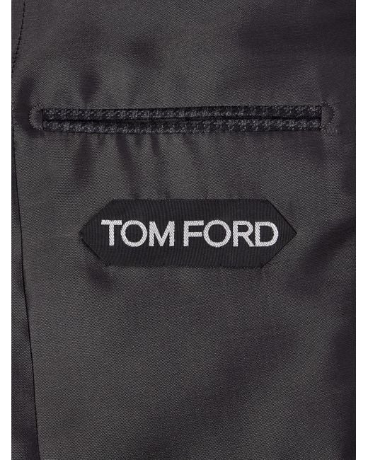 Tom Ford Black Dyllan Houndstooth Wool-Blend Suit Jacket for men