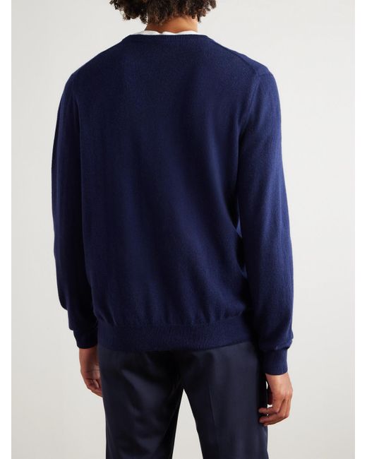Rubinacci Blue Cashmere Sweater for men
