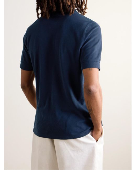Drake's Blue Cotton-Piqué Polo Shirt for men