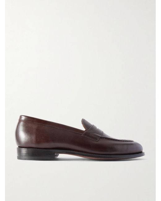 GRENSON Brown Lloyd Leather Penny Loafers for men