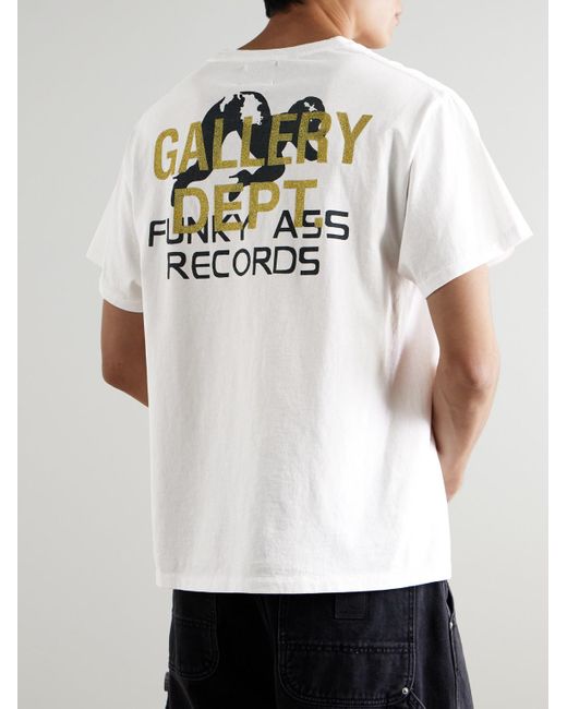 GALLERY DEPT. White Funky Ass Records Glittered Printed Cotton-jersey T-shirt for men