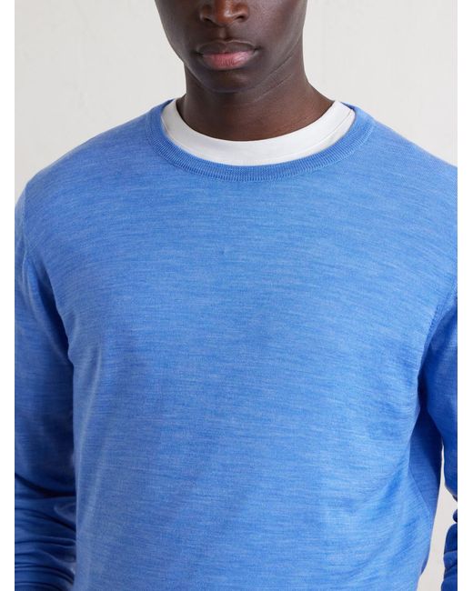 William Lockie Blue Merino Wool Sweater for men