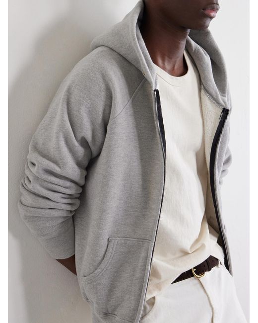 Les Tien Gray Heavyweight Cotton-Jersey Raglan Zip-Up Hoodie for men
