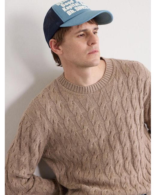 Kapital Blue Denim Repair Service Fleece-Trimmed Printed Scuba Trucker Cap for men