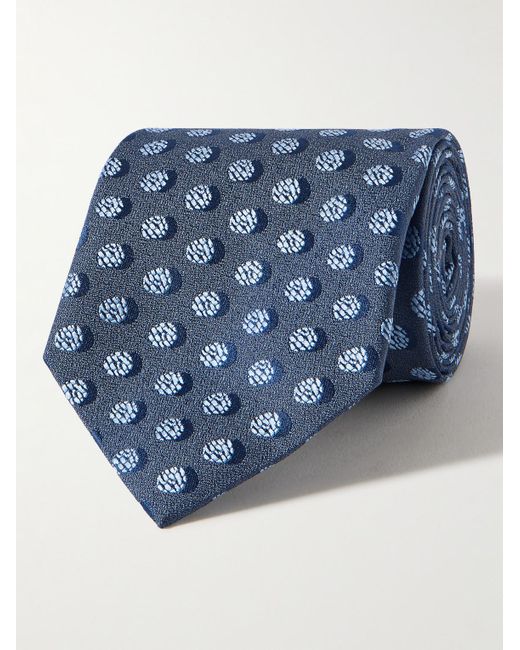 Charvet Blue 8.5cm Polka-dot Silk-jacquard Tie for men