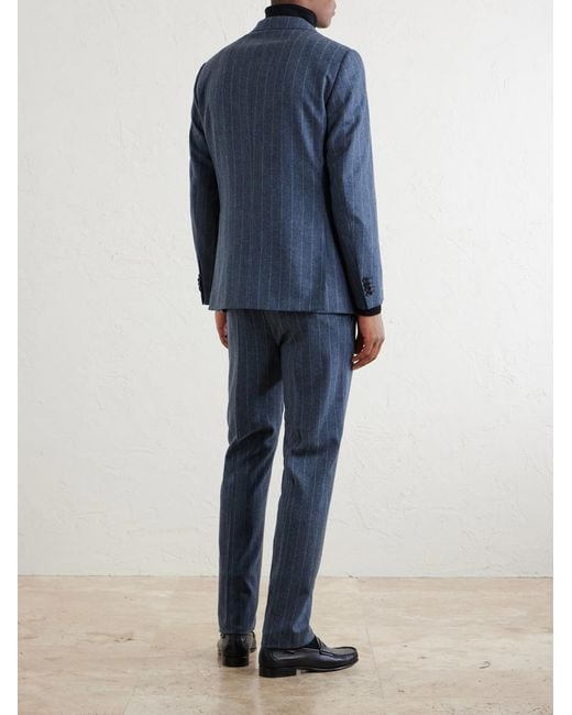 Caruso Blue Norma Pinstripe Wool And Cashmere-Blend Suit Jacket for men