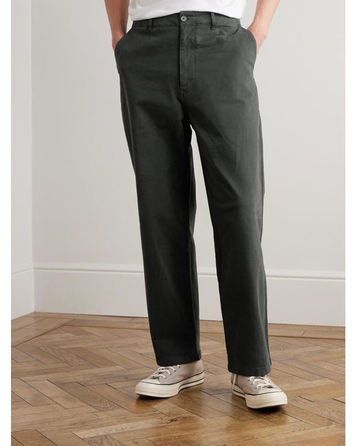 FRAME Gray Straight-Leg Cotton-Blend Twill Chinos for men