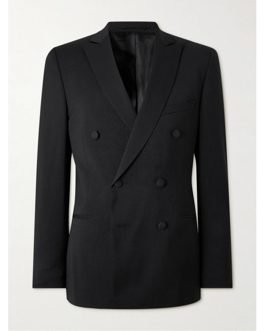 Mr P. Black Double Breast Wool Tuxedo Jacket for men