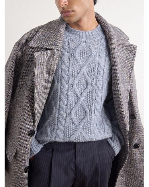 Piacenza 1733 Blue Cable-knit Alpaca And Wool-blend Sweater for men