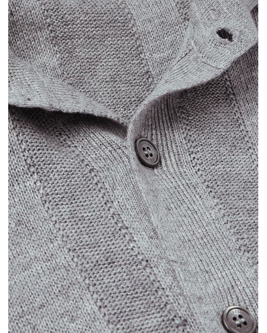 Brunello Cucinelli Gray Striped Linen And Cotton-blend Shirt for men