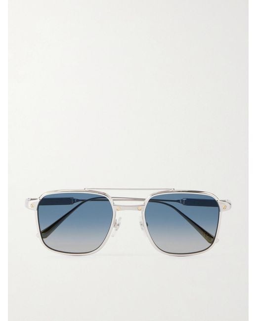 Cartier Blue Santos De Cartier Aviator-Style-Tone Sunglasses for men