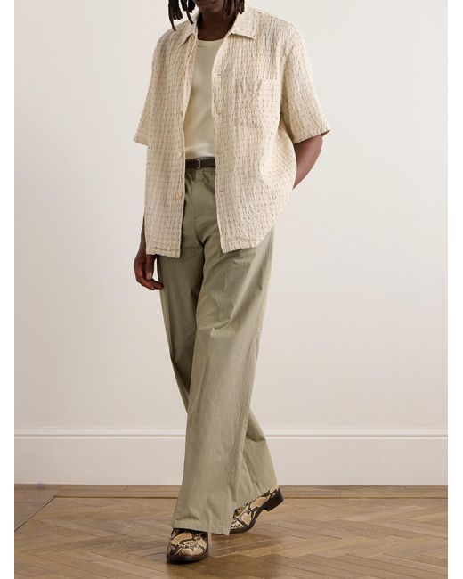 Our Legacy Natural Wander Wide-Leg Belted Prince Of Wales Cotton-Blend Cordura Trousers for men
