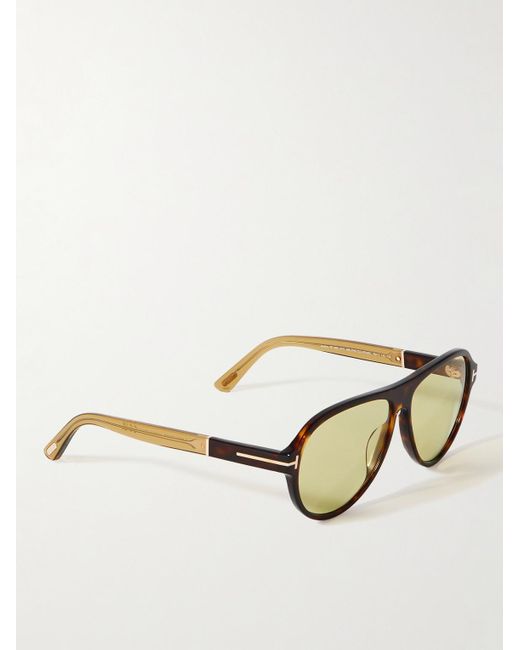 Tom Ford Natural Quincy Aviator-style Tortoiseshell Acetate And Gold-tone Sunglasses for men