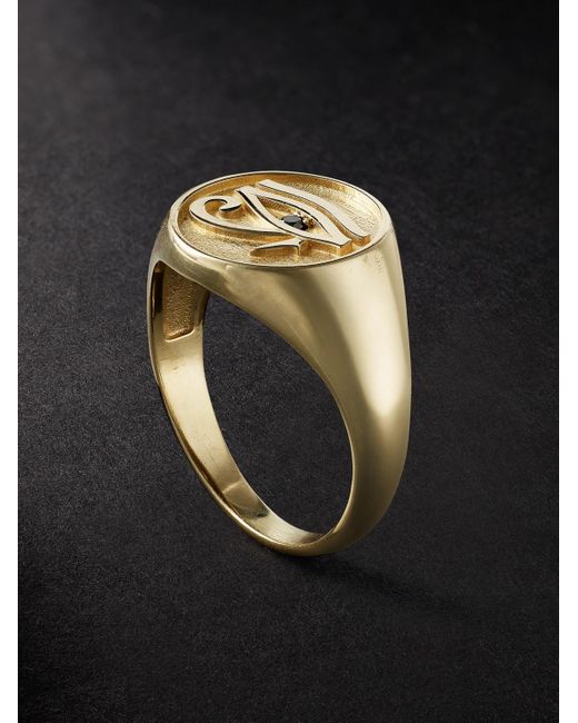 Jacquie Aiche Black Eye Of Horus Diamond Signet Ring for men